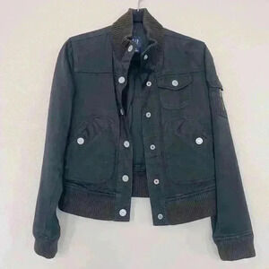 GAP- Black Bomber Denim Jacket Sz XS